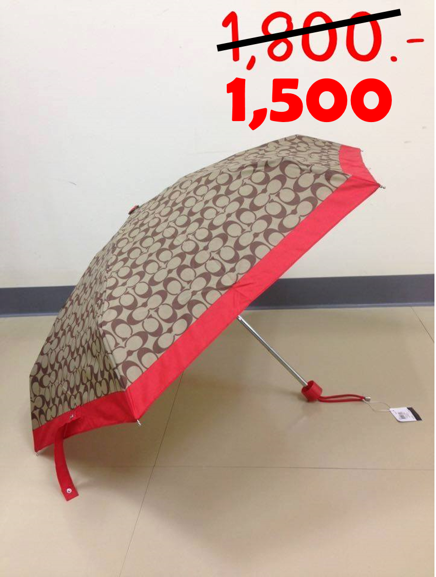 "*ราคา 1,800 บาท ยี่ห้อ COACH *รหัสสินค้า รุ่น F63365 vermilion signature mini umbrella สี ลายโลโก้แบรนด์สีน้ำตาลอ่อนตัดสีส้ม ขนาด ยาวประมาณ 7 นิ้ว *สภาพ ของใหม่ 100% พร้อมป้ายราคาจากอเมริกาค่ะ "