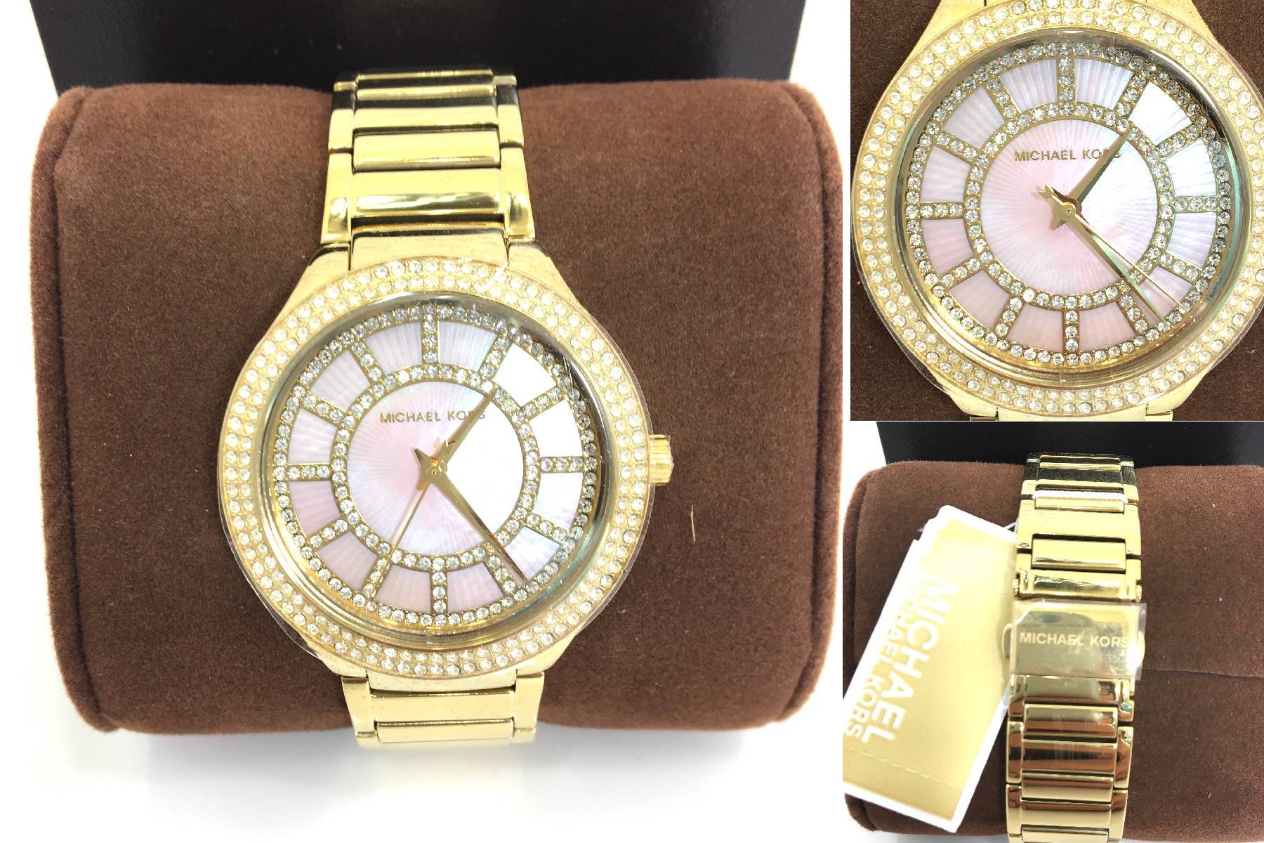 Michael Kors Kerry Pink Mother of Pearl Dial Gold- tone Stainless Steel MK3396
