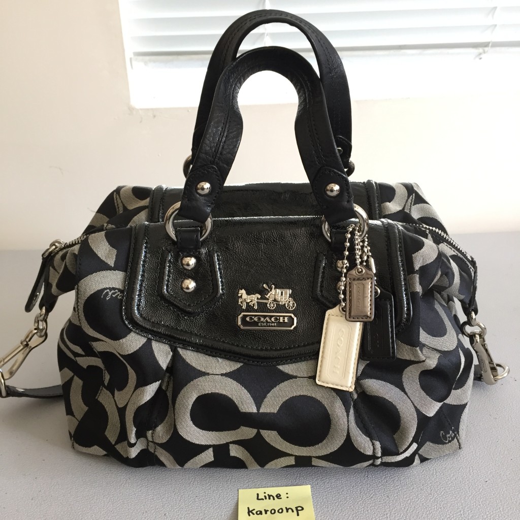 Coach Madison Op Art Audrey Black Satchel Bag 14294