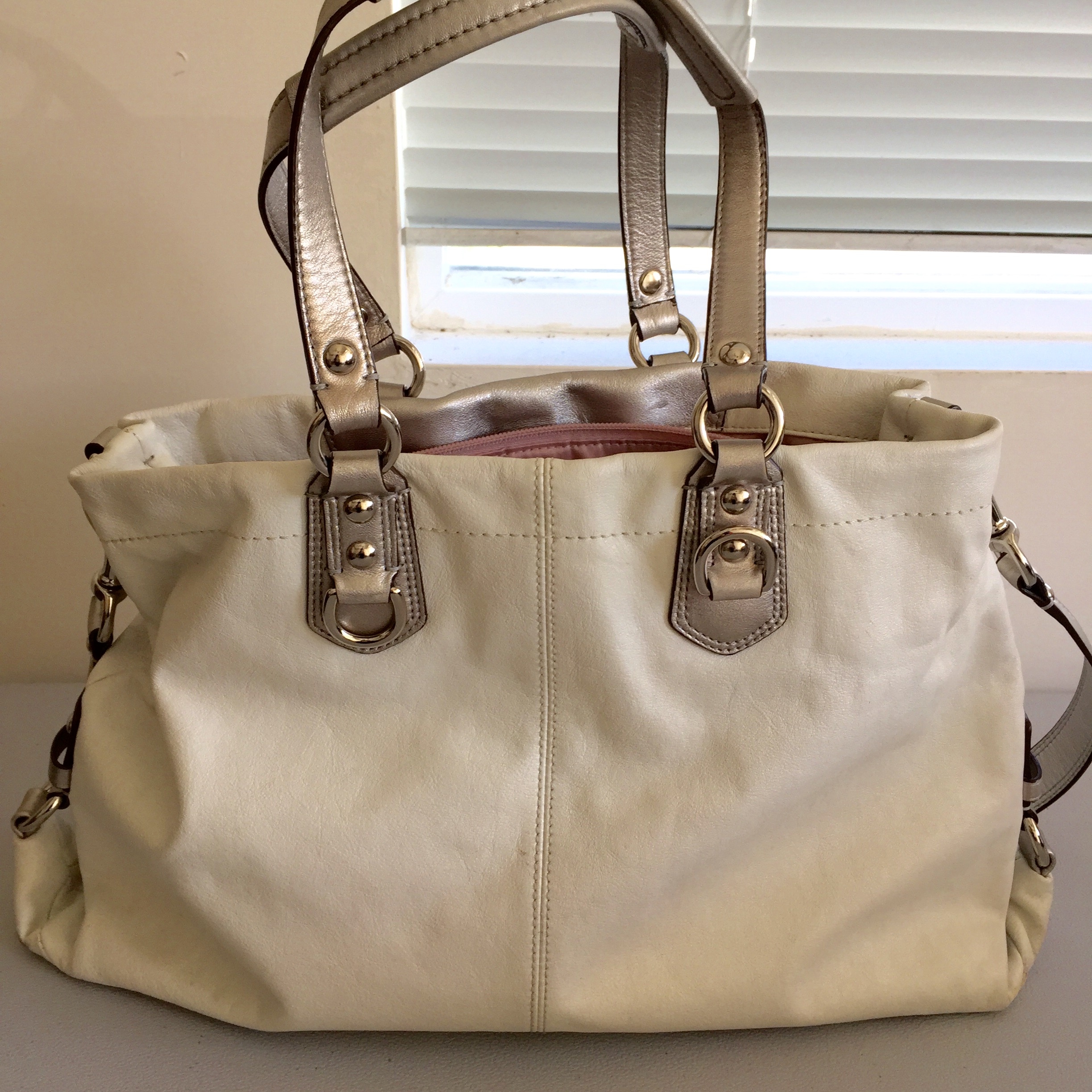 Coach ashley leather carryall f15513 SILVER/PLATINUM