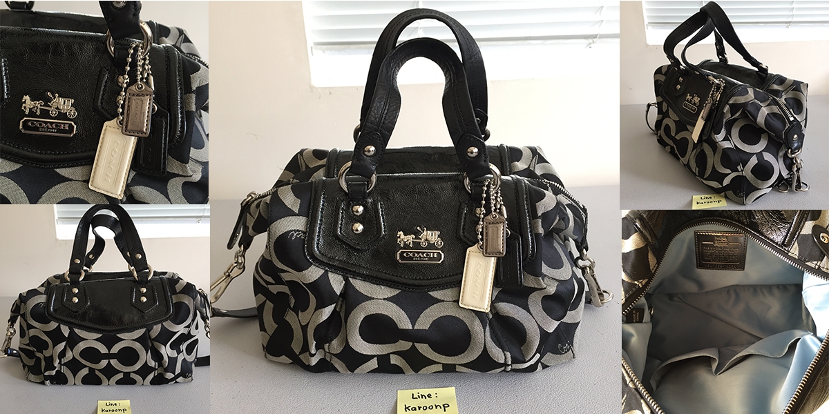 Coach Madison Op Art Audrey Black Satchel Bag 14294