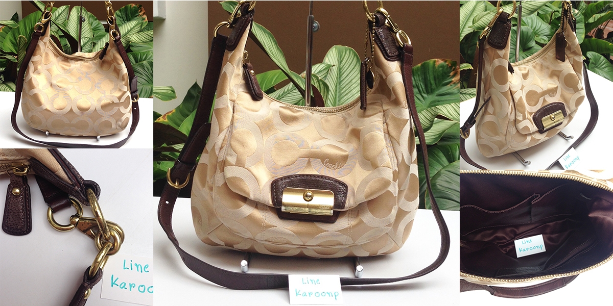 Coach Signature Kristin OP Art Sateen Hobo Handbag F19331