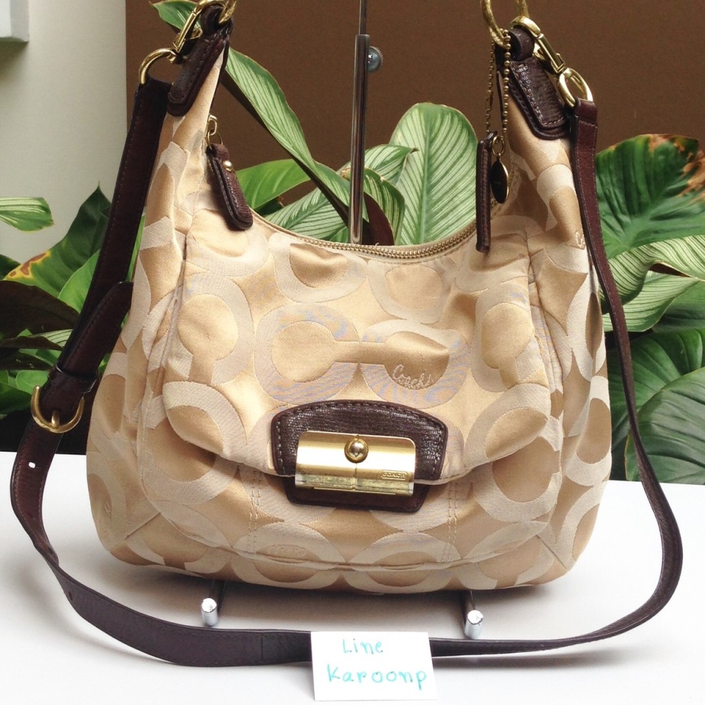 Coach Signature Kristin OP Art Sateen Hobo Handbag F19331