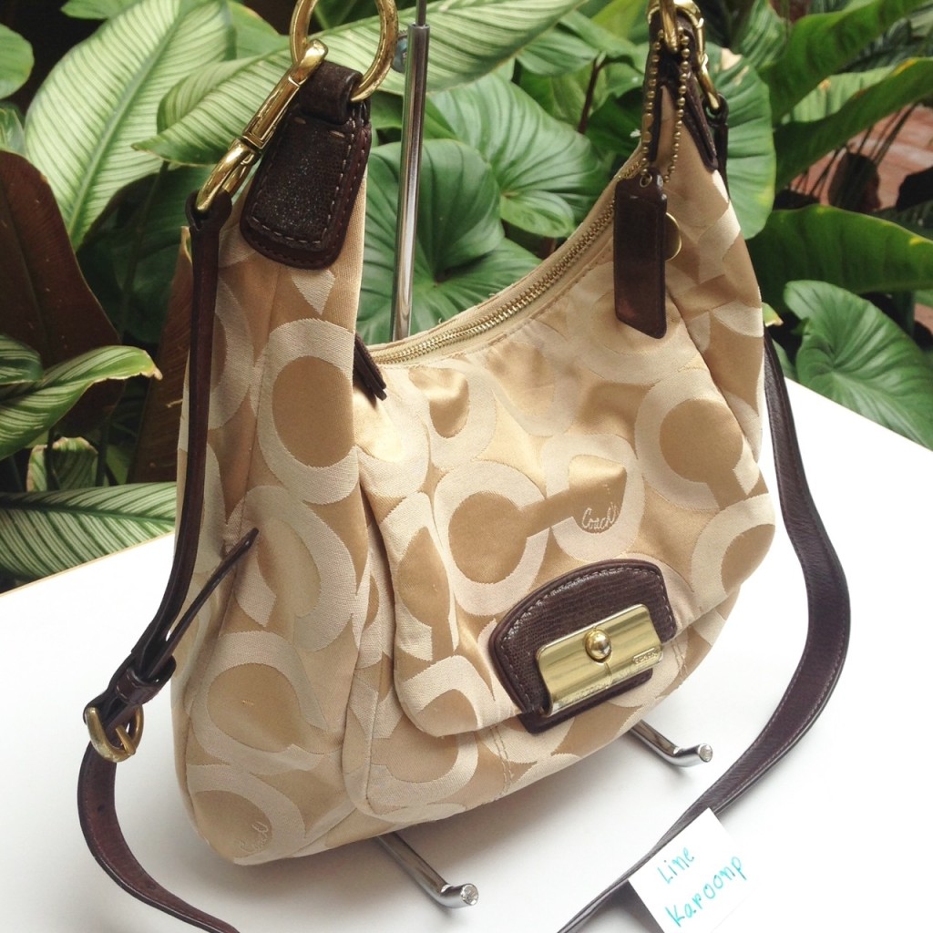 Coach Signature Kristin OP Art Sateen Hobo Handbag F19331