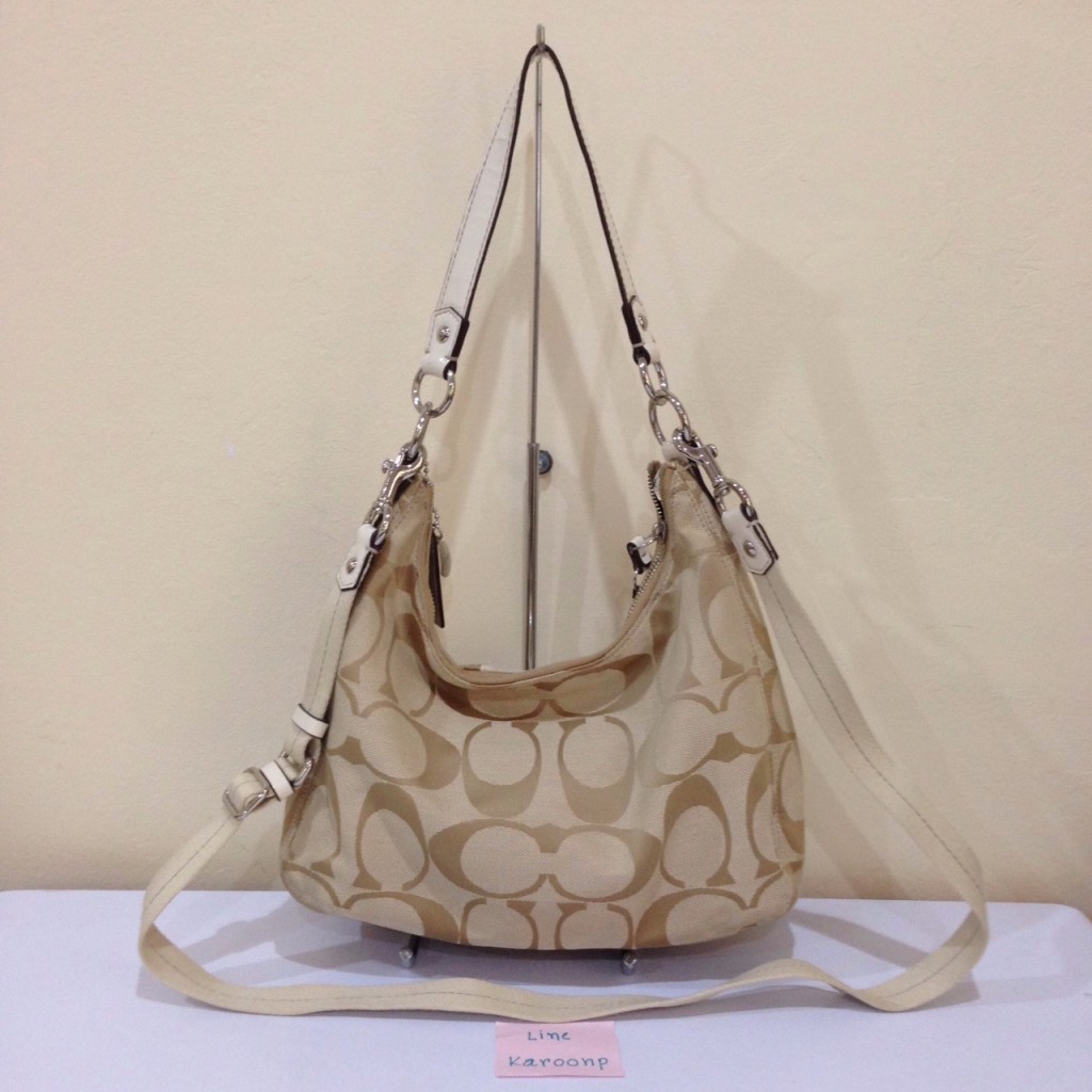 Coach SIGNATURE STRIPE CONVERTIBLE HOBO F19281