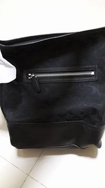 "COACH  รหัสสินค้า F32685 BLEECKER SIGNATURE FABRIC DUFFLE BAG สี BLACK/BLACK ขนาด 9 3/4"" (ย) x 13"" (ส) x 5 1/2"" (ก) "