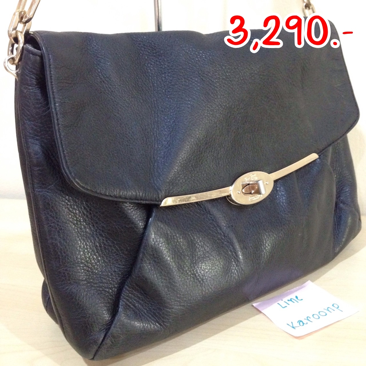 Coach รหัส F26223 MADISON LEATHER SHOULDER FLAP สี ดำ ขนาด 13.25""×9.5""×3.5"" สภาพ 70% ตำหนิ หนังนิ่ม ยับ ยาแนวหลุด อะไหล่มีรอยขนแมวบ้างตามที่ผ่านการใช้งานมา