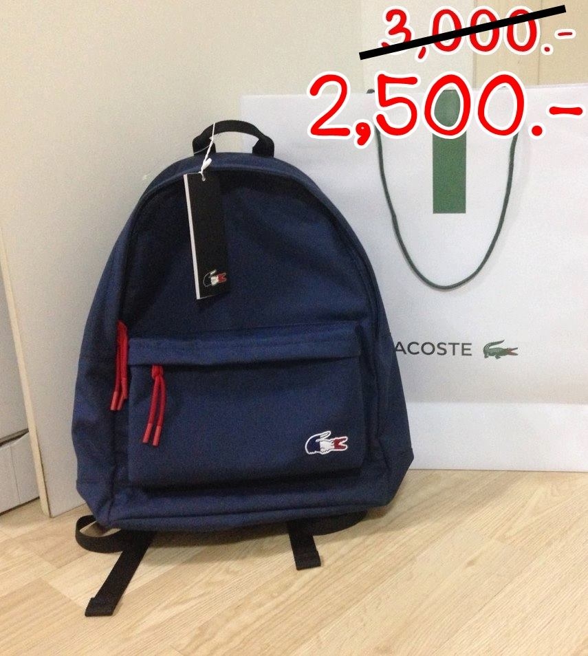 "ราคา 2,500 บาท (ลดจาก 3,000 บาท) ยี่ห้อ Lacoste สินค้ามือหนึ่ง ของแท้ มีป้ายห้อย ไม่มีตำหนิ สี dress blues black molten lava"